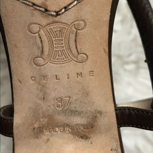 CELINE OPEN TOE STRAPPY LEATHER SANDALS SIZE 37 - Picture 5 of 7